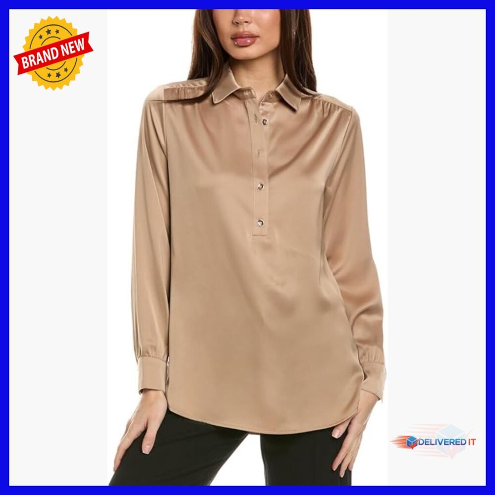 Long Sleeve Button Down Tunic Top, Polyester Blen… - image 1